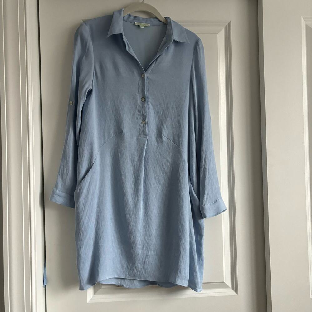 Jade Baby Blue Button Down Shirt Dress Sz XS Contemporary Minimalist